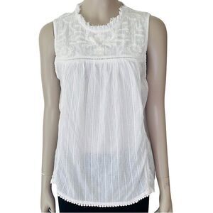 NWT House of Harlow 1960 Dainty Boho Lightweight Gauzy Sleeveless White Top